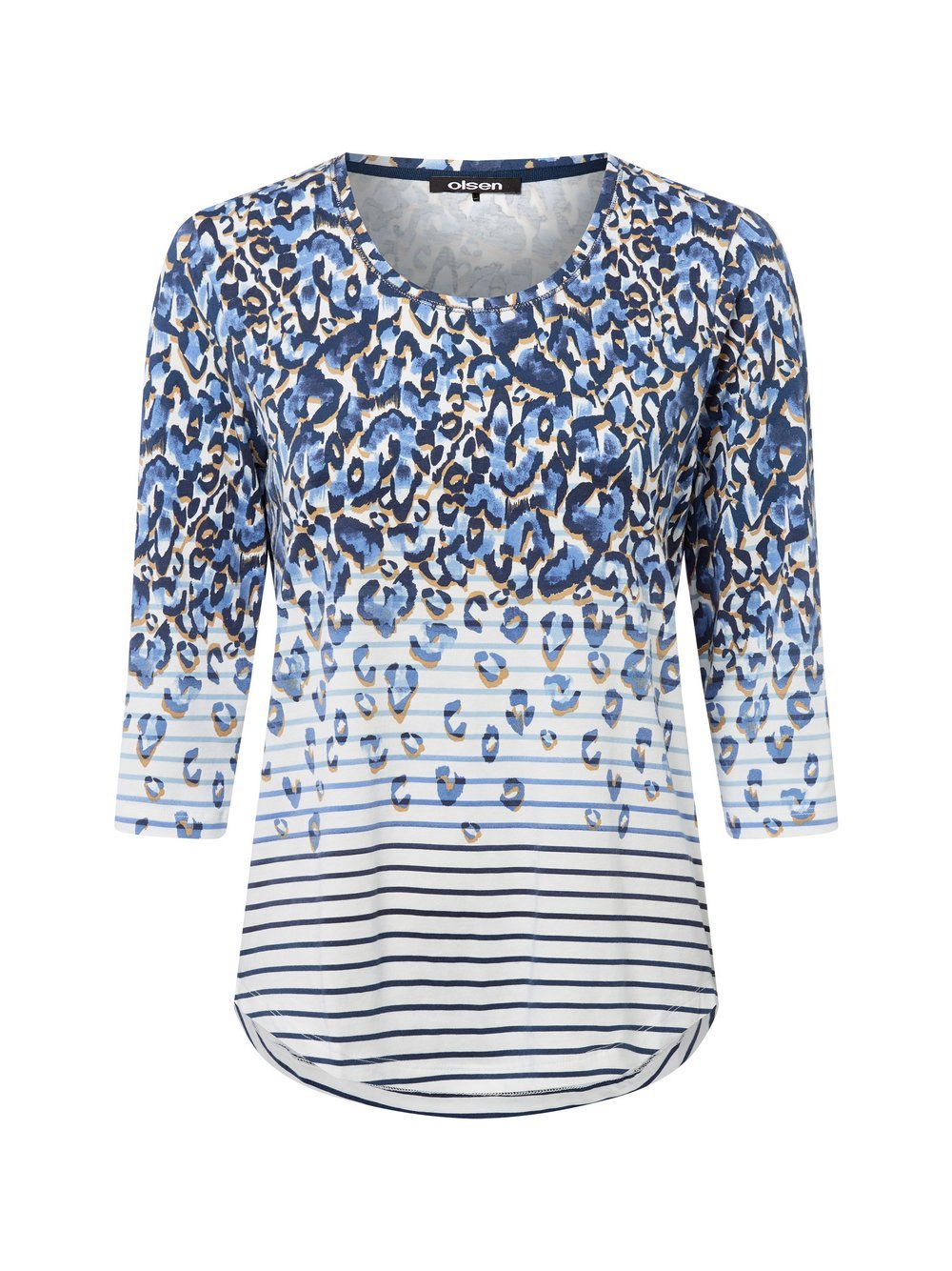 Olsen Langarmshirt Damen Baumwolle gemustert