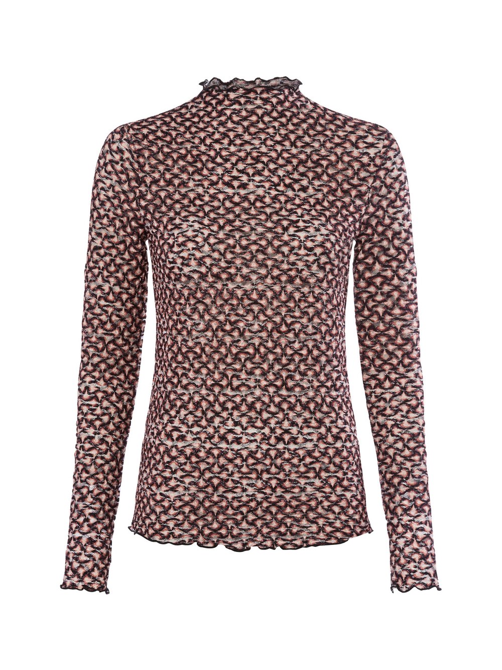 zero Mesh-Langarmshirt Damen Polyamid gemustert