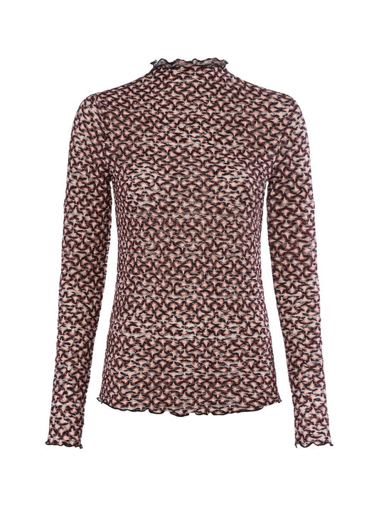 zero Mesh-Langarmshirt Damen Polyamid gemustert