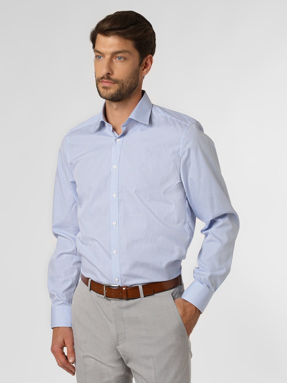 Finshley & Harding Hemd Herren Slim Fit Baumwolle Kentkragen kariert