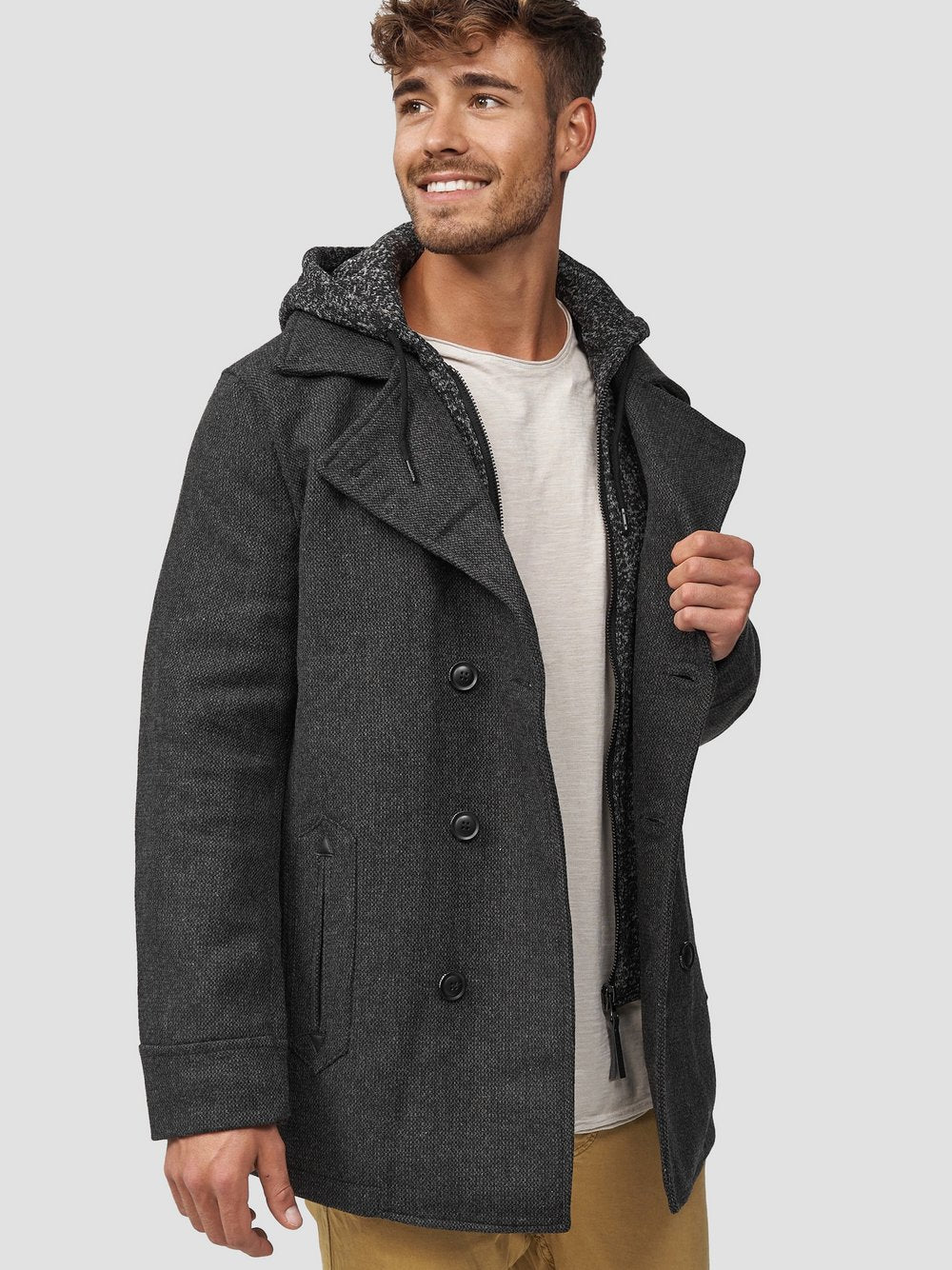 Indicode Mantel Herren Wolle