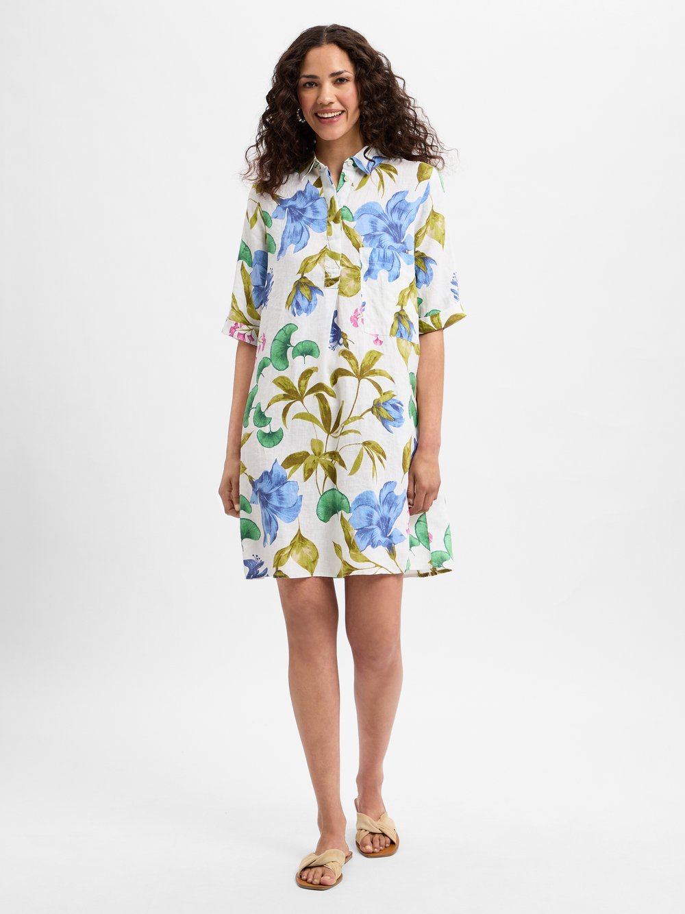 Marie Lund Freizeitkleid aus Leinen Damen gemustert