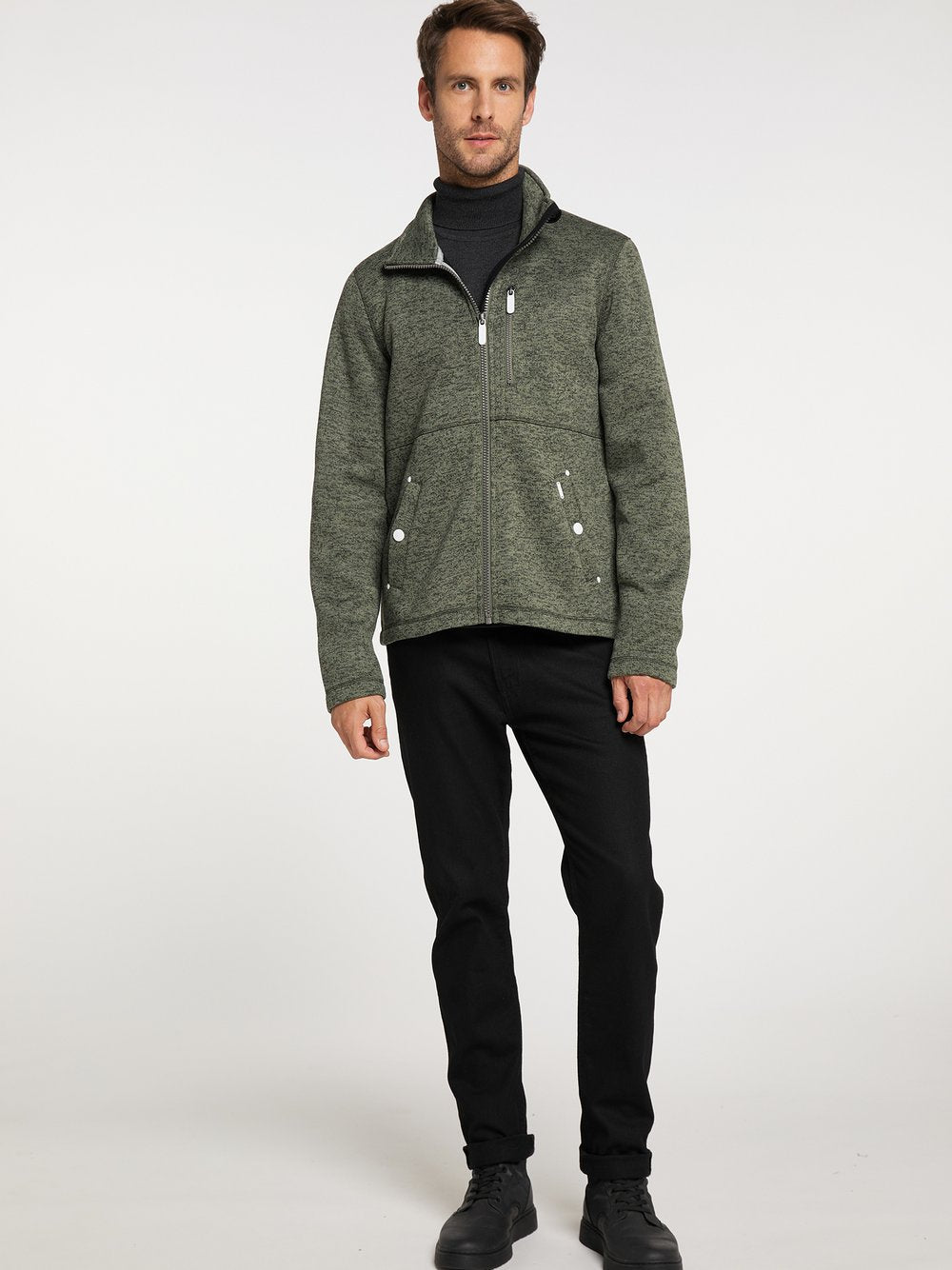 ICEBOUND Strickfleecejacke Herren meliert