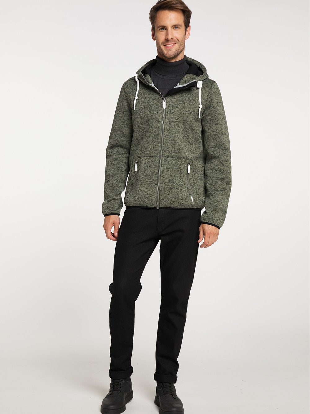 ICEBOUND Strickfleecejacke Herren meliert