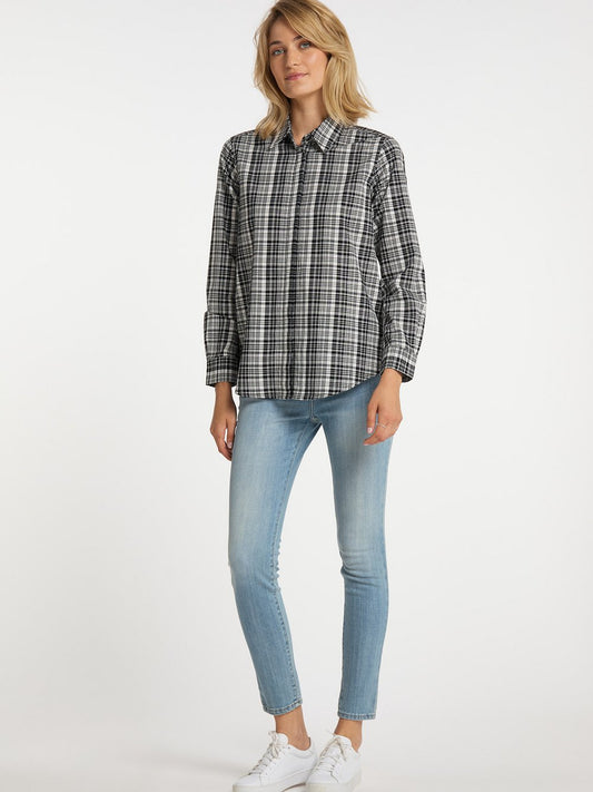 Usha Hemdbluse Damen Baumwolle kariert