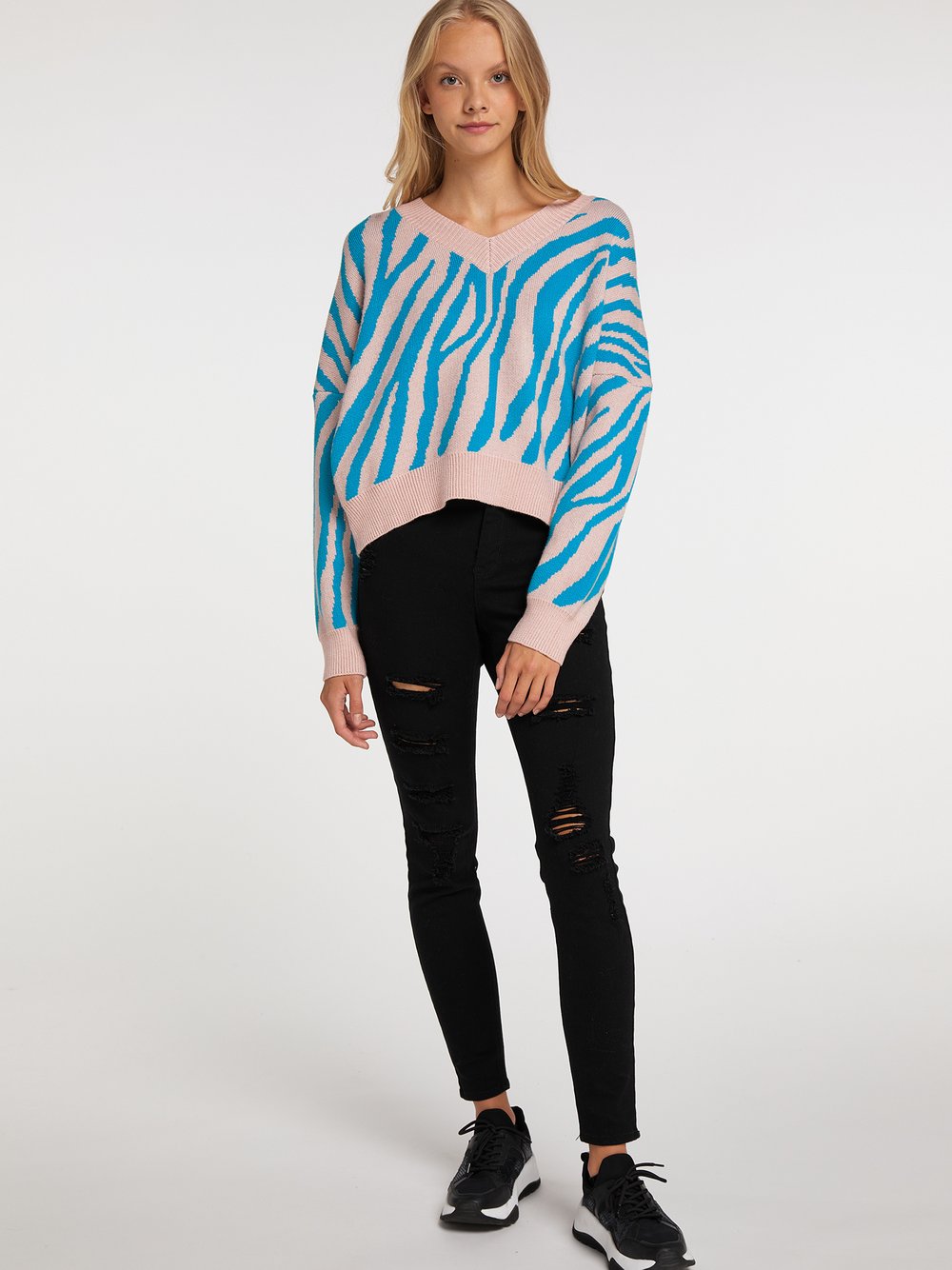 MyMo Strickpullover Damen Viskose gestreift