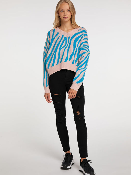 MyMo Strickpullover Damen Viskose gestreift