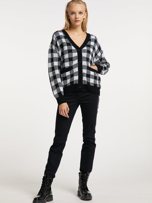 MyMo Strickjacke Damen kariert