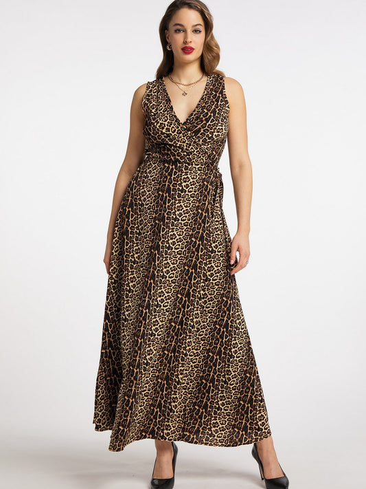 Faina Maxikleid mit Leoprint Damen gemustert