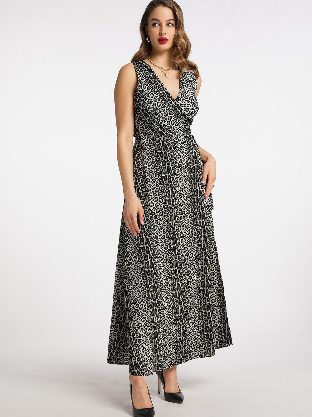 Faina Maxikleid mit Leoprint Damen gemustert