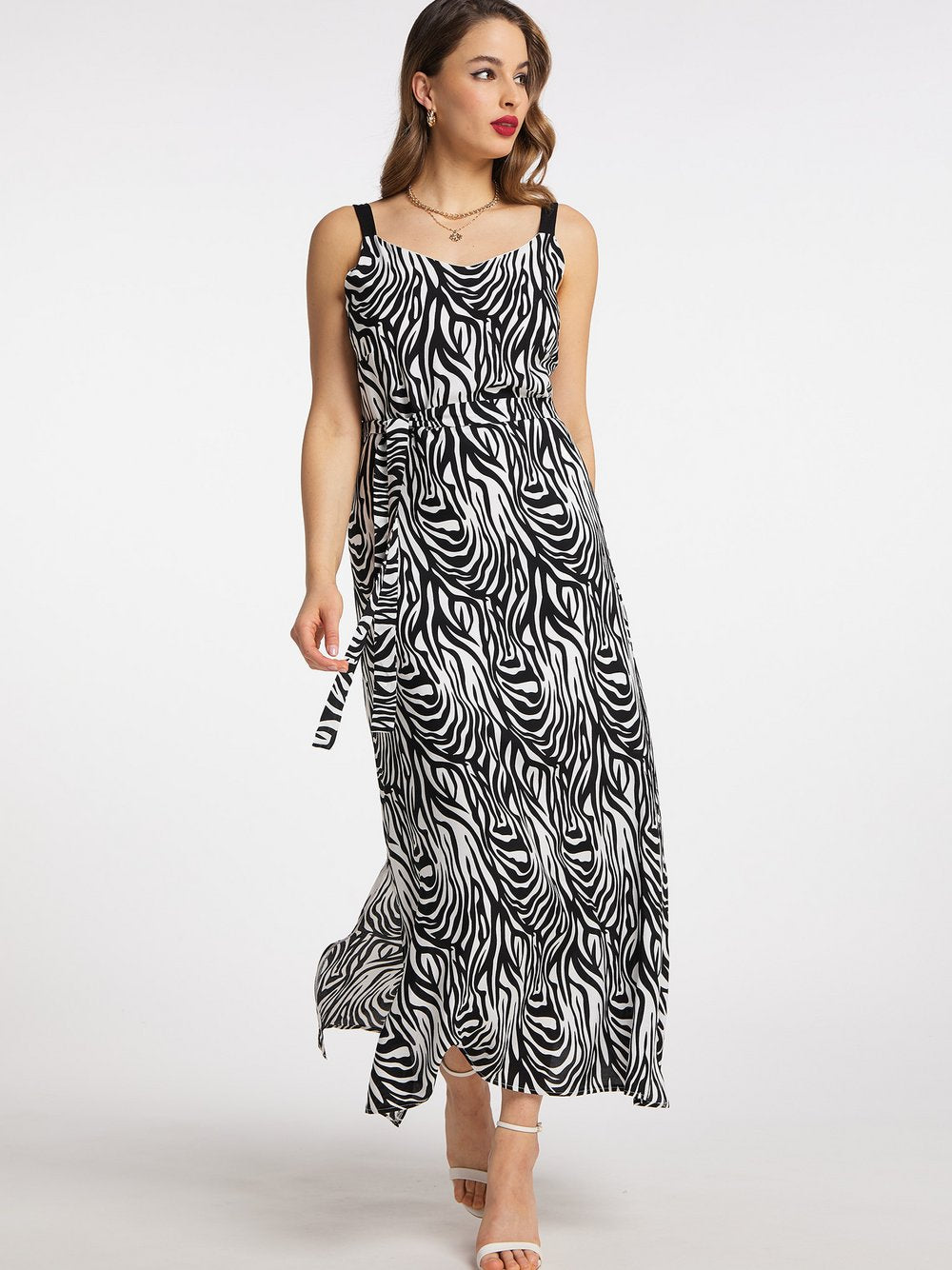 Faina Maxikleid mit Zebra-Print Damen Viskose gemustert