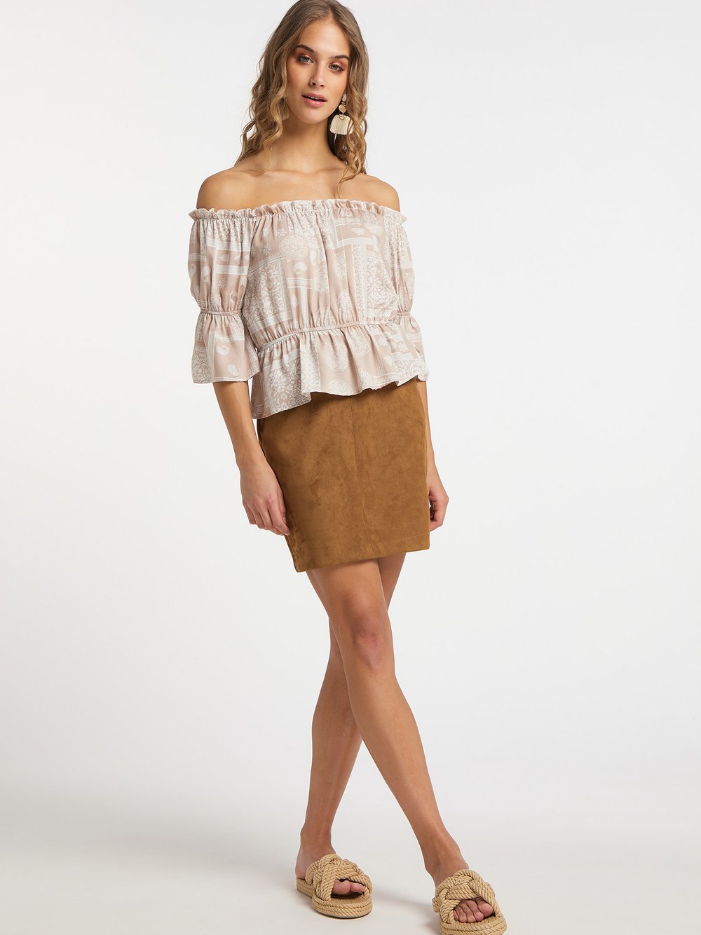 IZIA Carmenbluse Damen Viskose gemustert