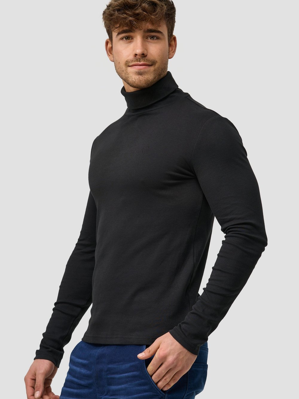 Indicode Langarmshirt Rollkragen Herren Baumwolle