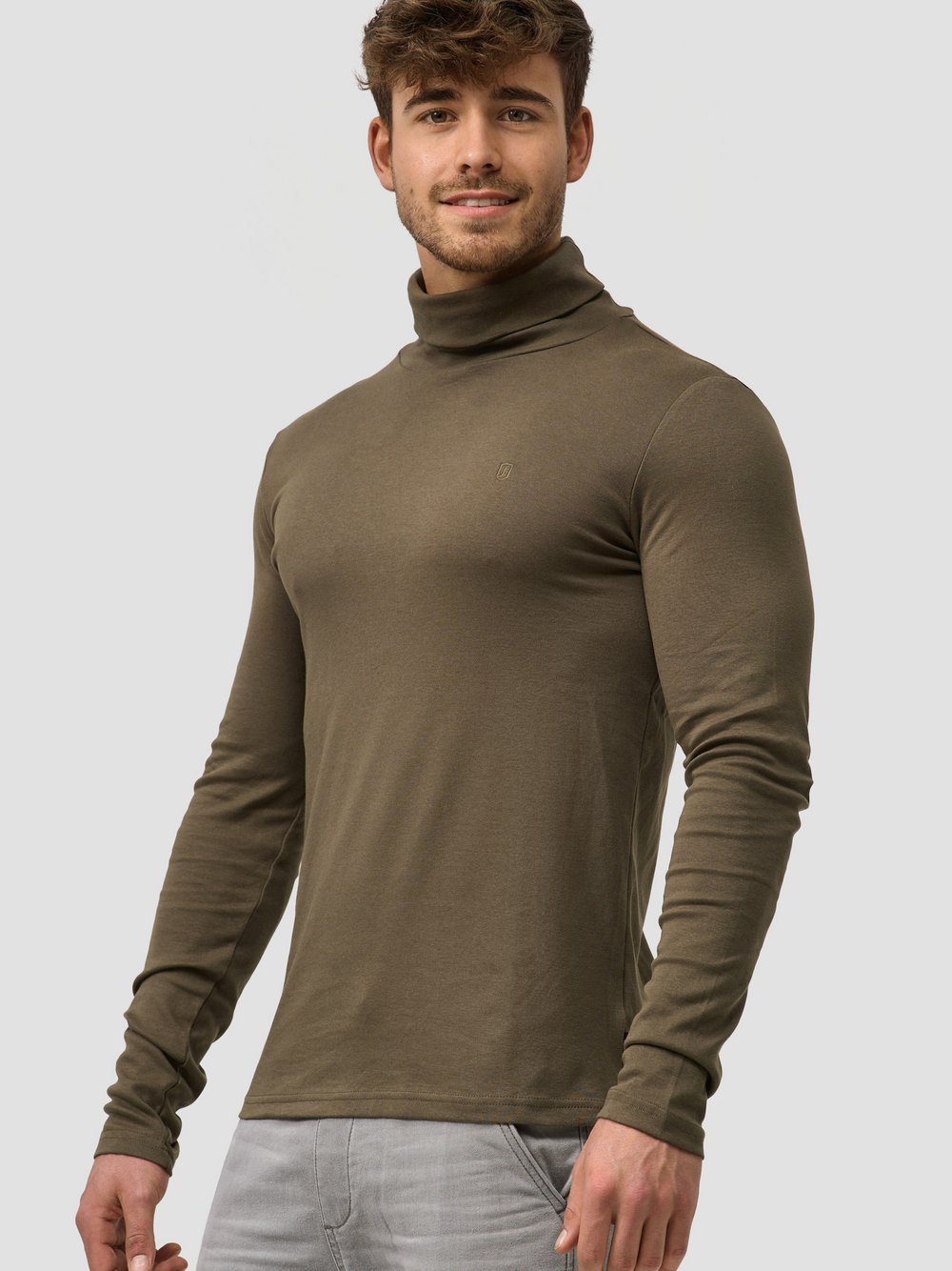 Indicode Langarmshirt Rollkragen Herren Baumwolle