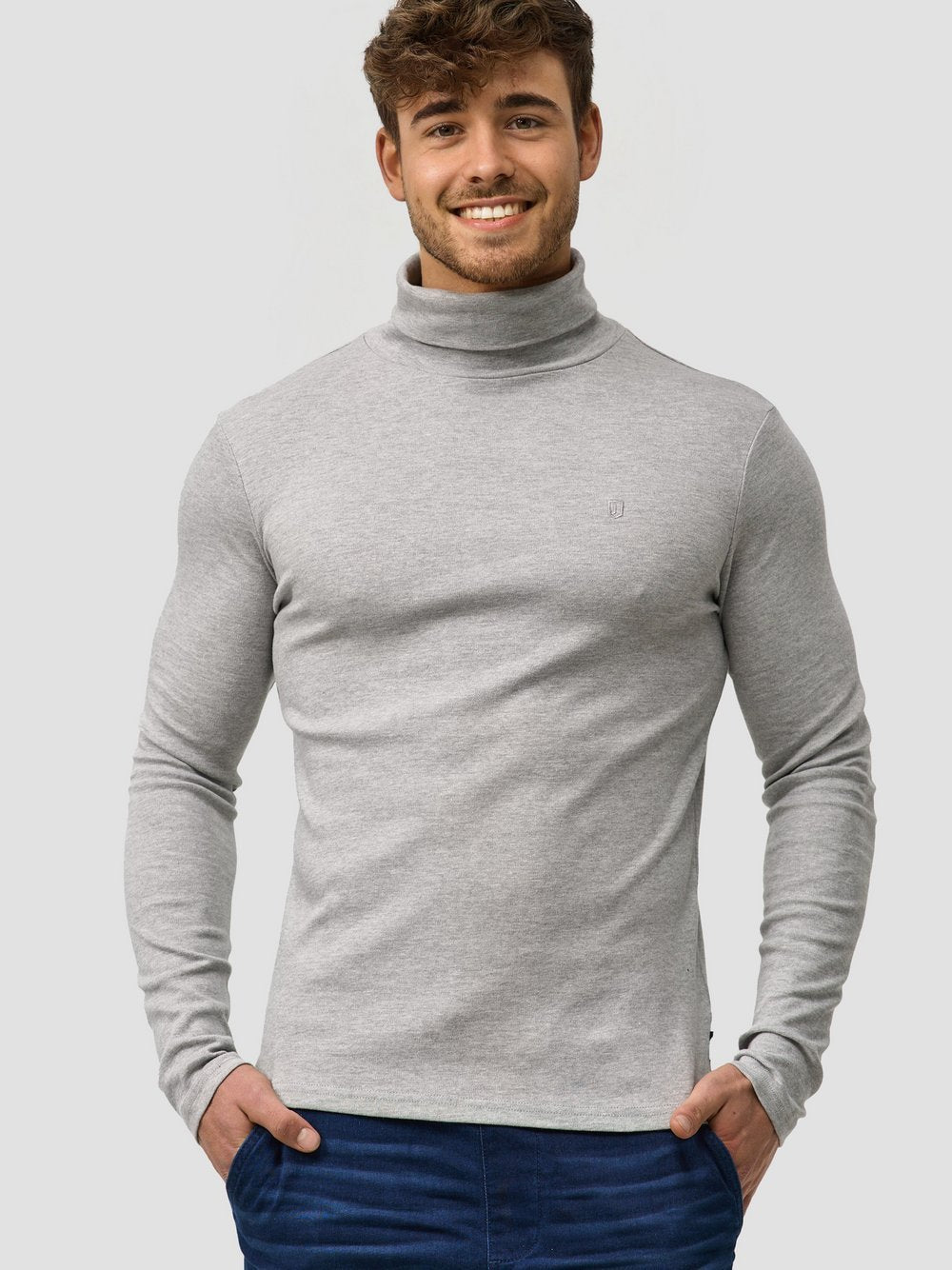 Indicode Langarmshirt Rollkragen Herren Baumwolle