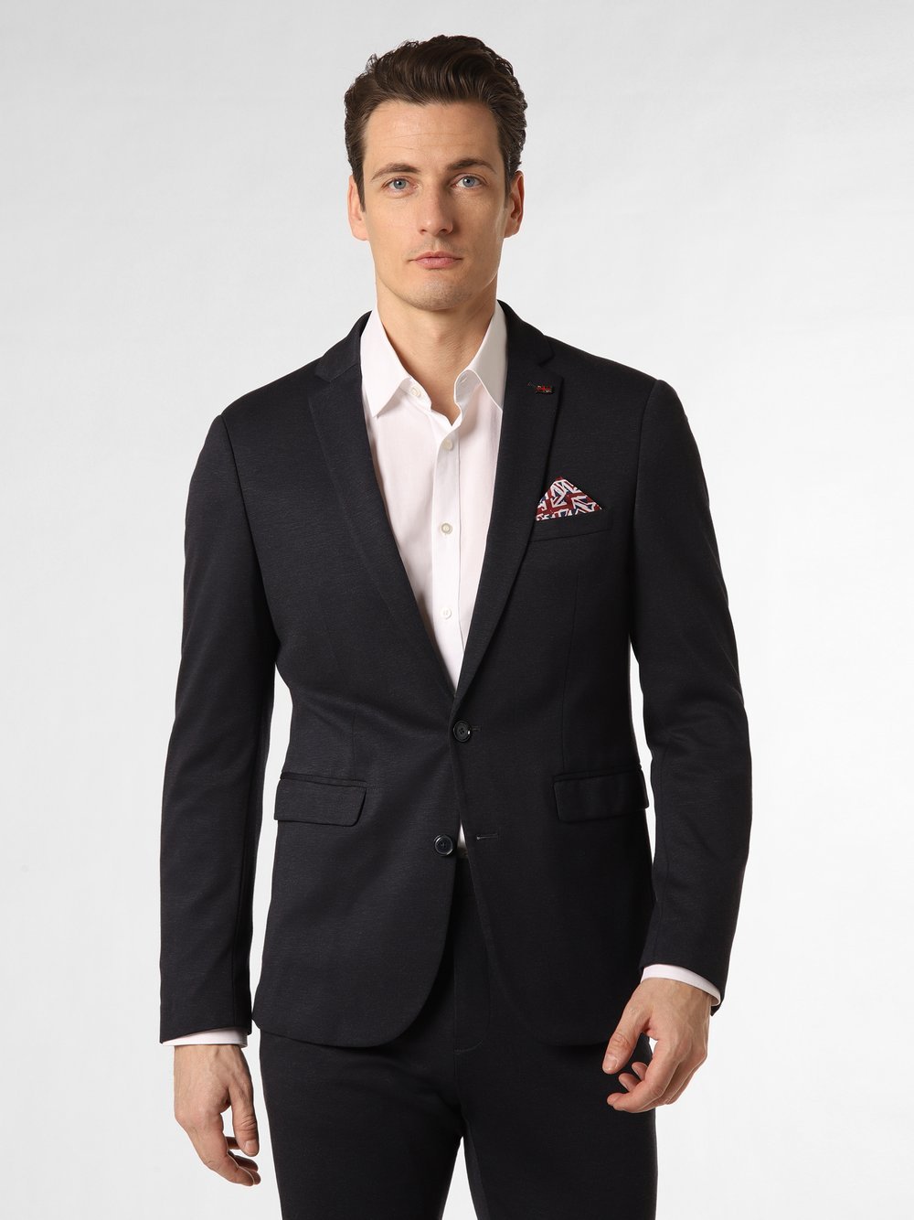 Finshley & Harding London Baukasten-Sakko Herren Slim Fit Jersey meliert