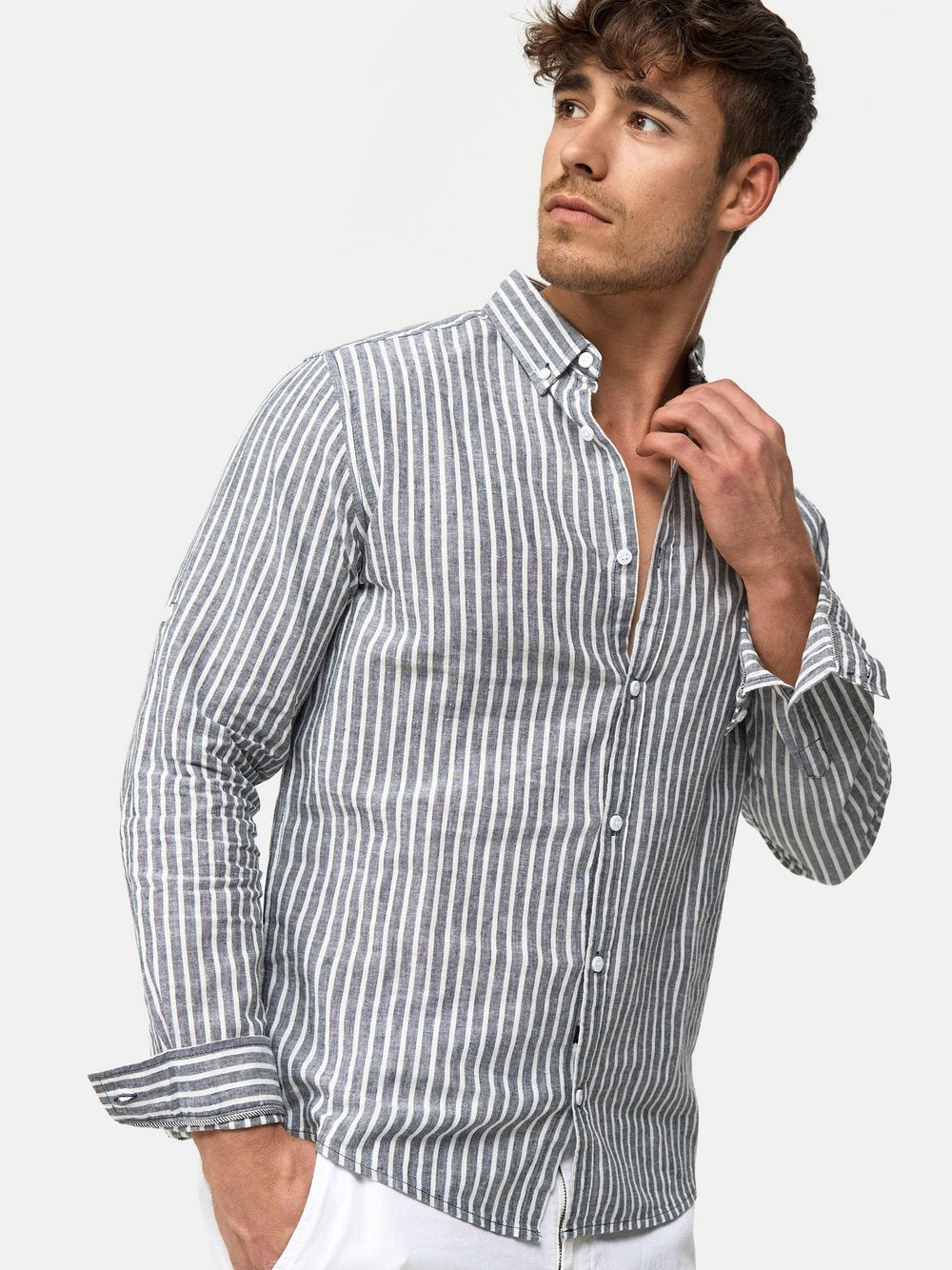 Indicode Hemd Langarm Herren Regular Fit Leinen