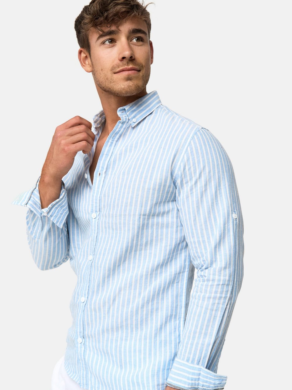 Indicode Hemd Langarm Herren Regular Fit Leinen