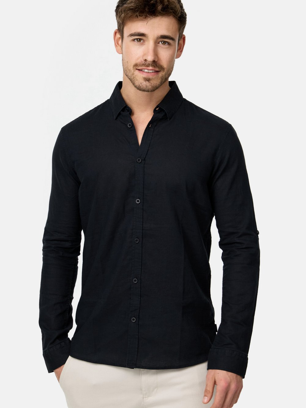 Indicode Hemd Langarm Herren Regular Fit Leinen