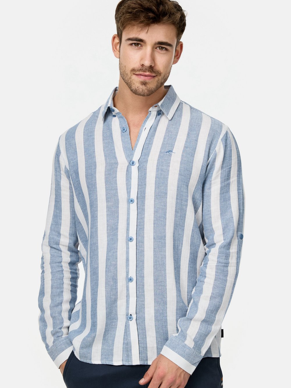 Indicode Hemd Langarm Herren Regular Fit Leinen