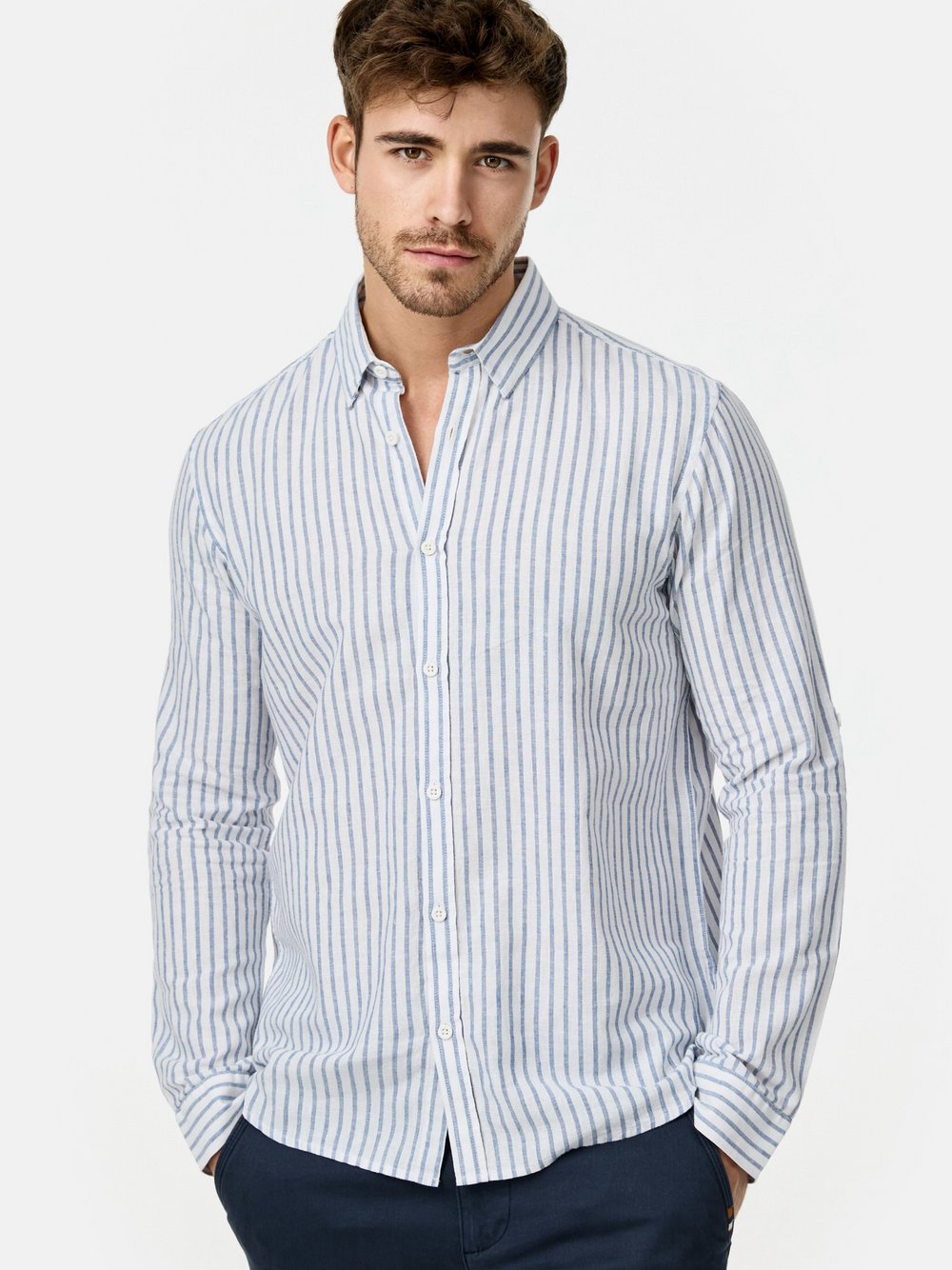 Indicode Hemd Langarm Herren Regular Fit Leinen