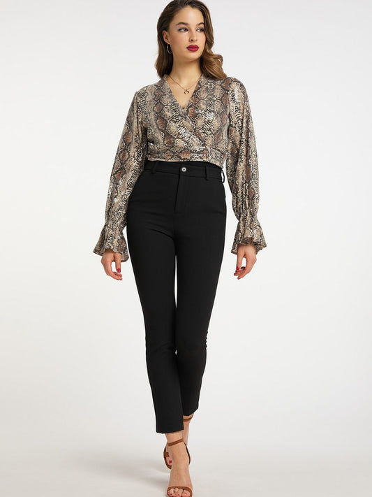 Faina Wickelbluse mit Pailletten Damen gemustert