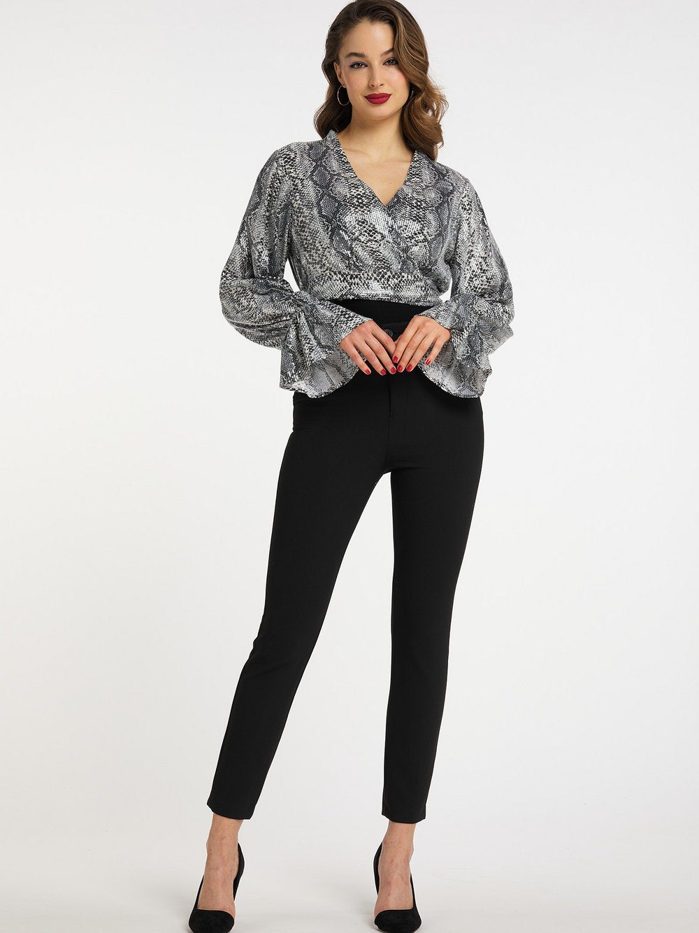 Faina Wickelbluse mit Pailletten Damen gemustert