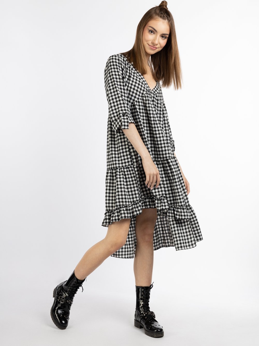 MyMo Midikleid Damen Baumwolle kariert