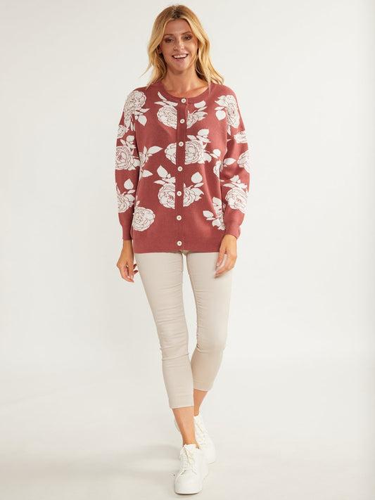 Usha Strickjacke mit Perlen Damen gemustert