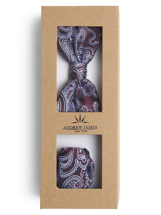 Andrew James New York Fliege und Einstecktuch aus Seide Herren gemustert