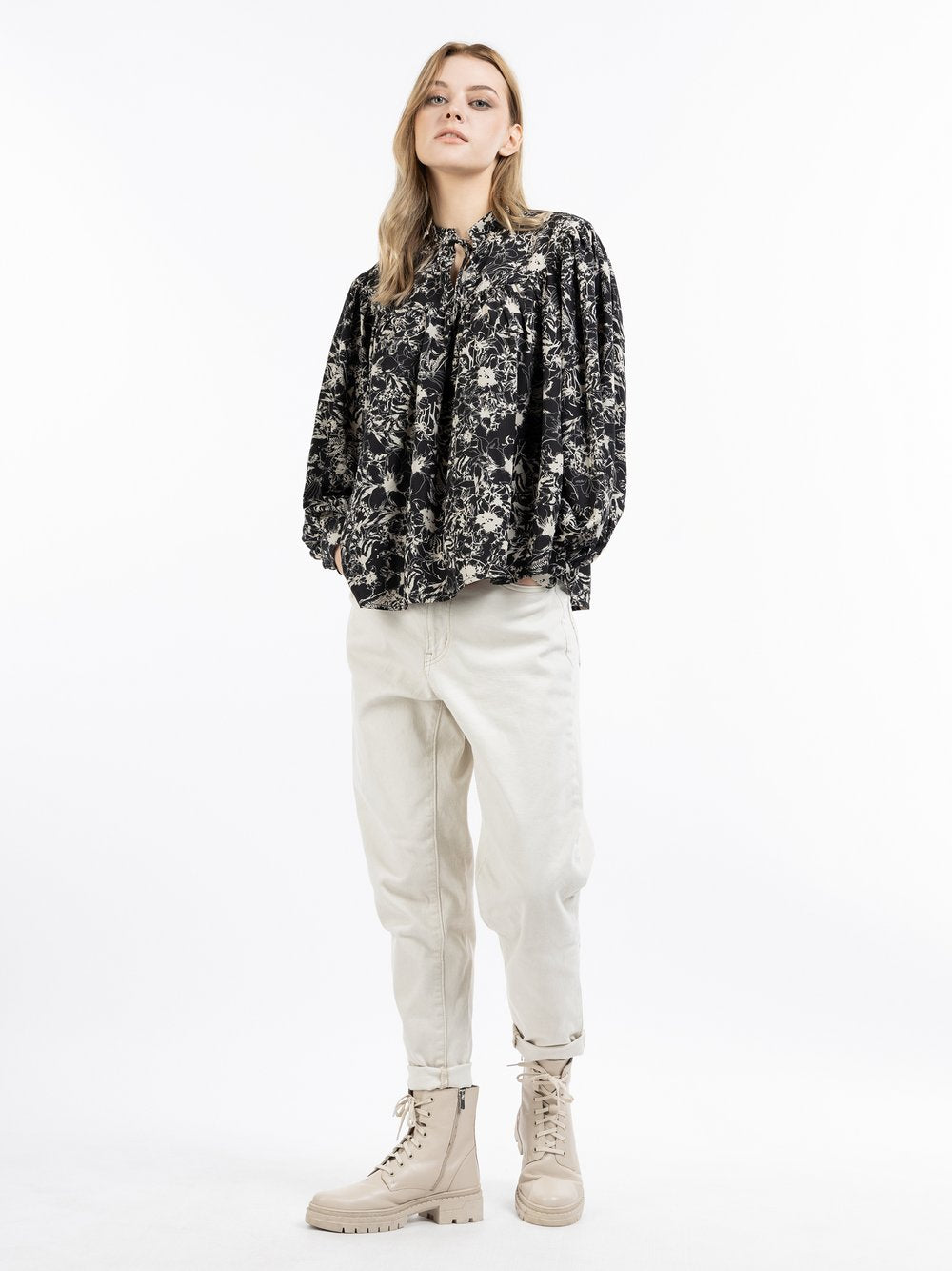 Dreimaster Langarmbluse Damen bedruckt