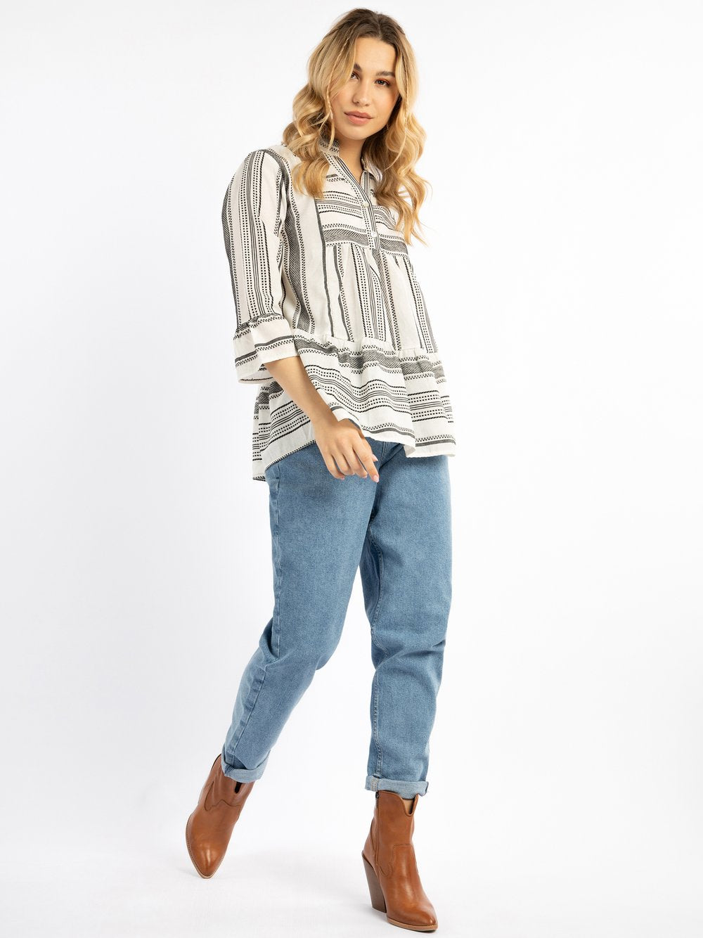 IZIA Hemd Damen Baumwolle gestreift