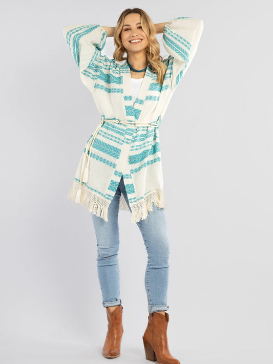 IZIA Kimono Damen Baumwolle gemustert