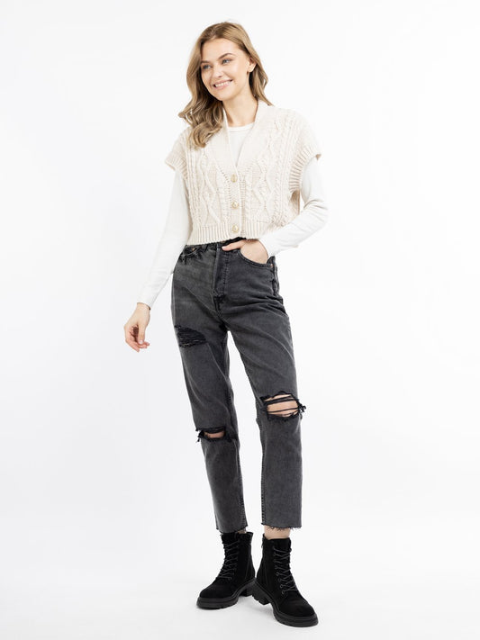 Dreimaster Strickweste Damen gemustert