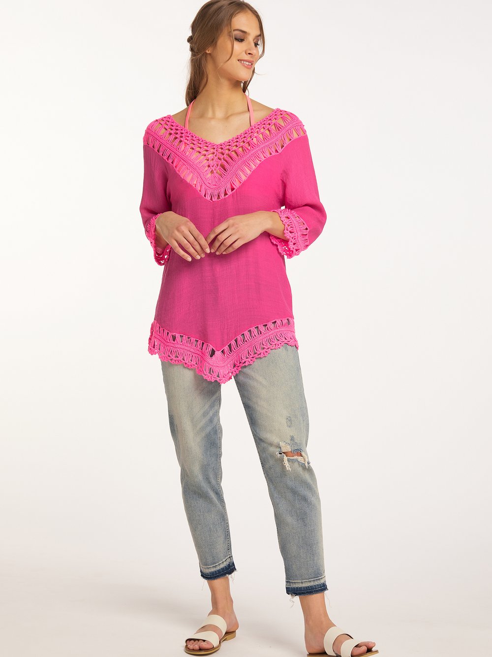 IZIA Tunika mit Häkelpart Damen