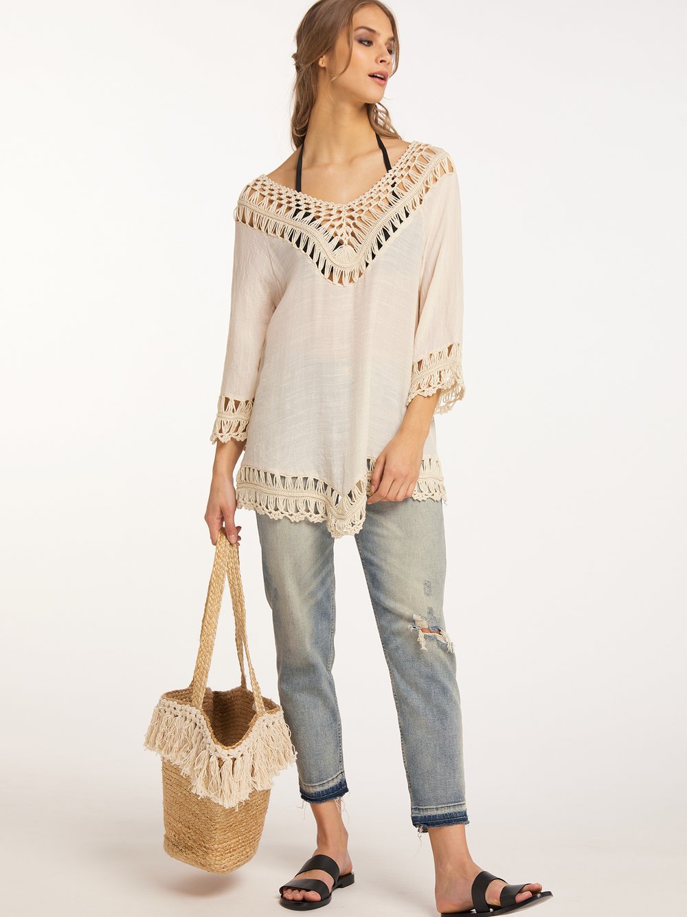 IZIA Tunika mit Häkelpart Damen