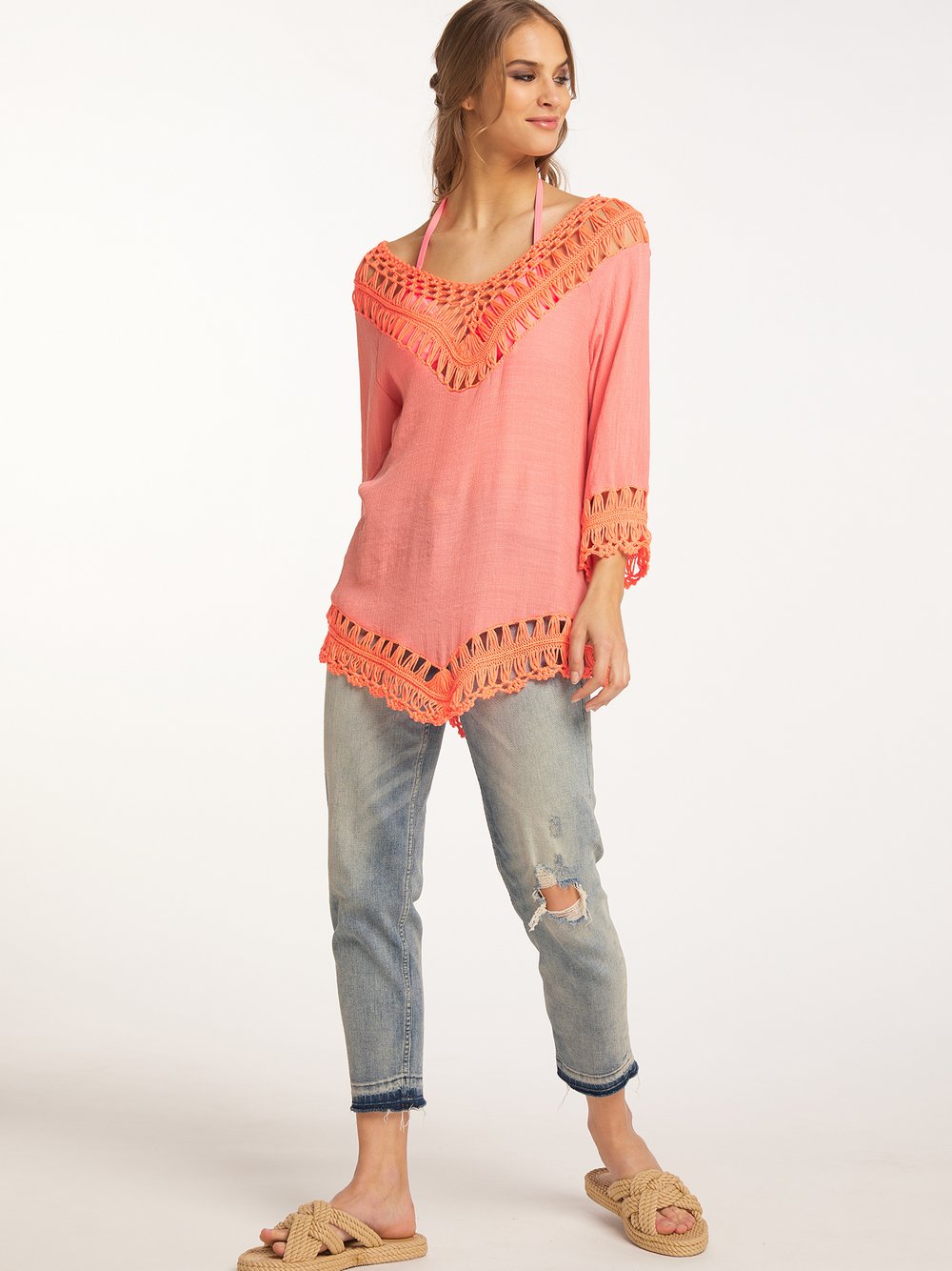 IZIA Tunika mit Häkelpart Damen