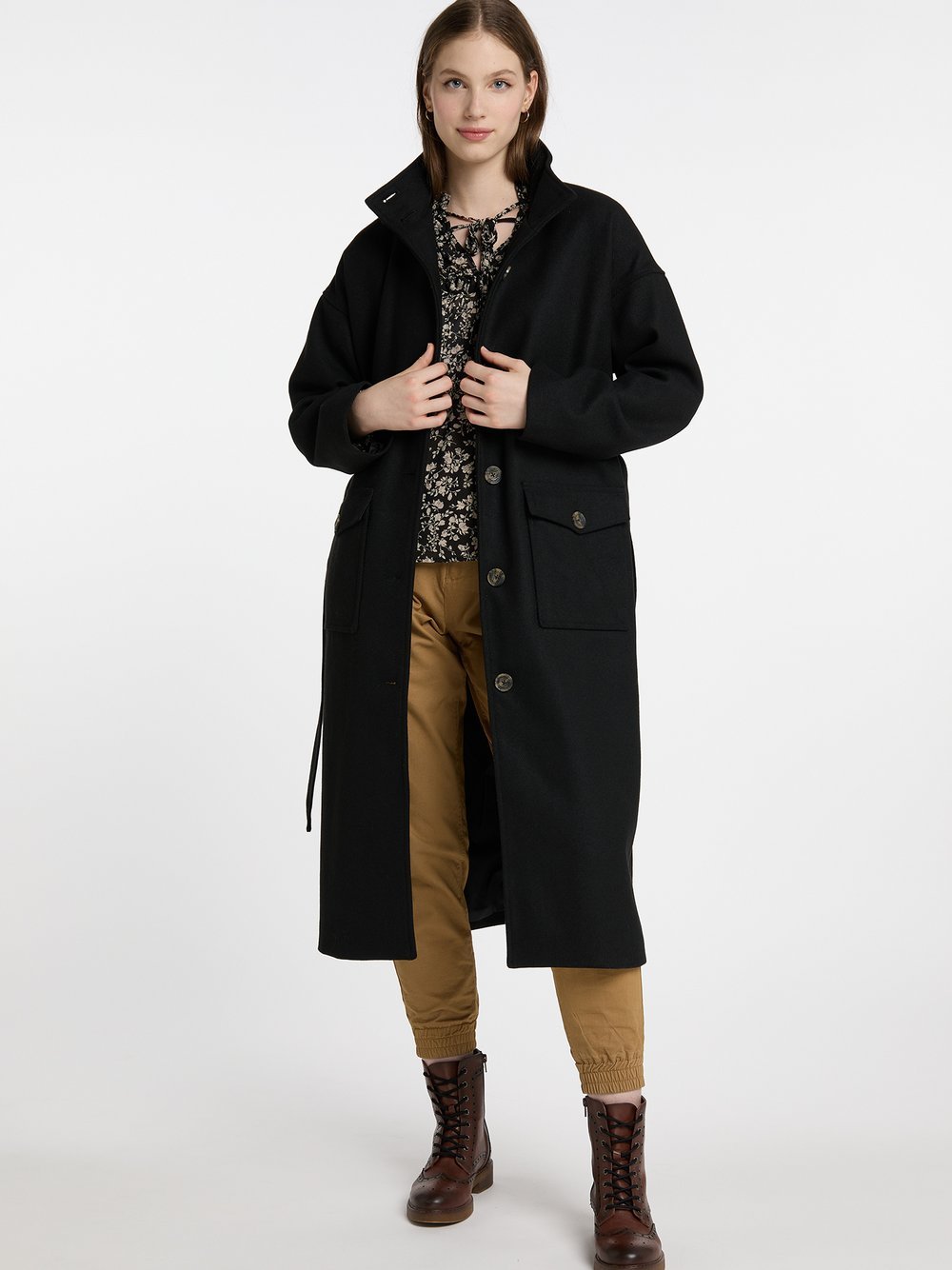 Dreimaster Übergangsmantel aus Wollgemisch Damen