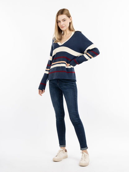 Dreimaster Strickpullover Damen Viskose gestreift