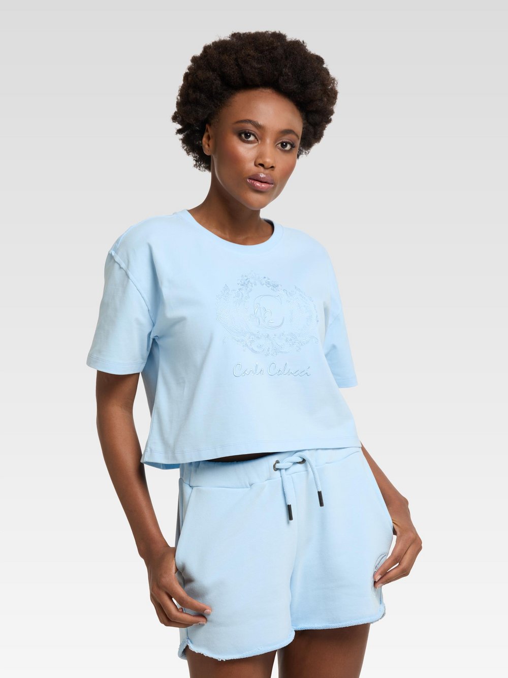 Carlo Colucci Jacquardpullover Damen Baumwolle gestreift