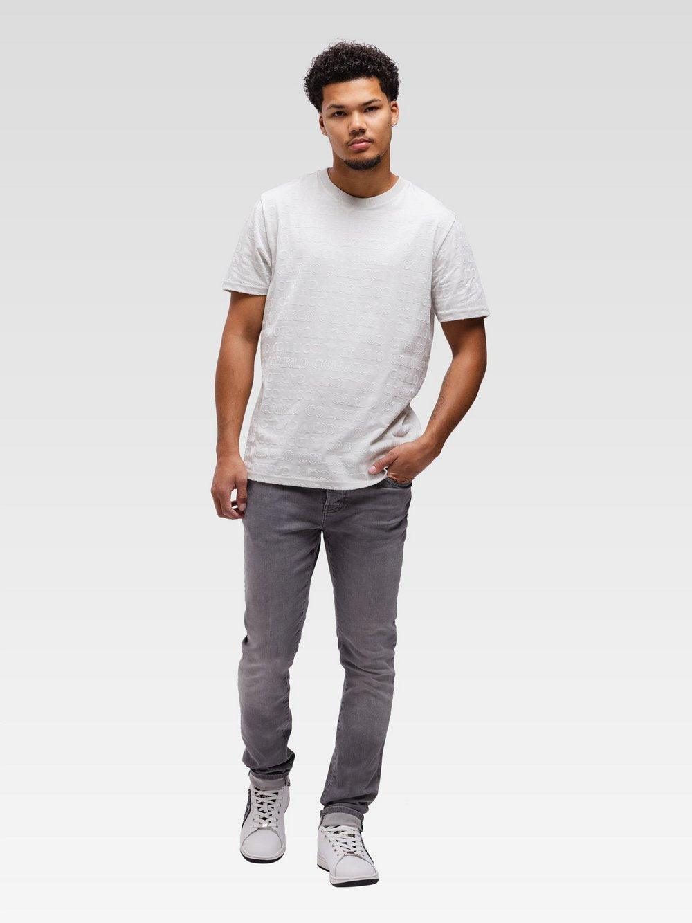 Carlo Colucci Jacquardpullover Damen Baumwolle gestreift