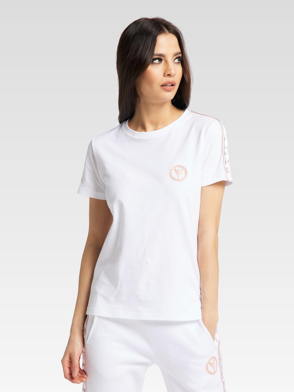 Carlo Colucci Jacquardpullover Damen Baumwolle gestreift