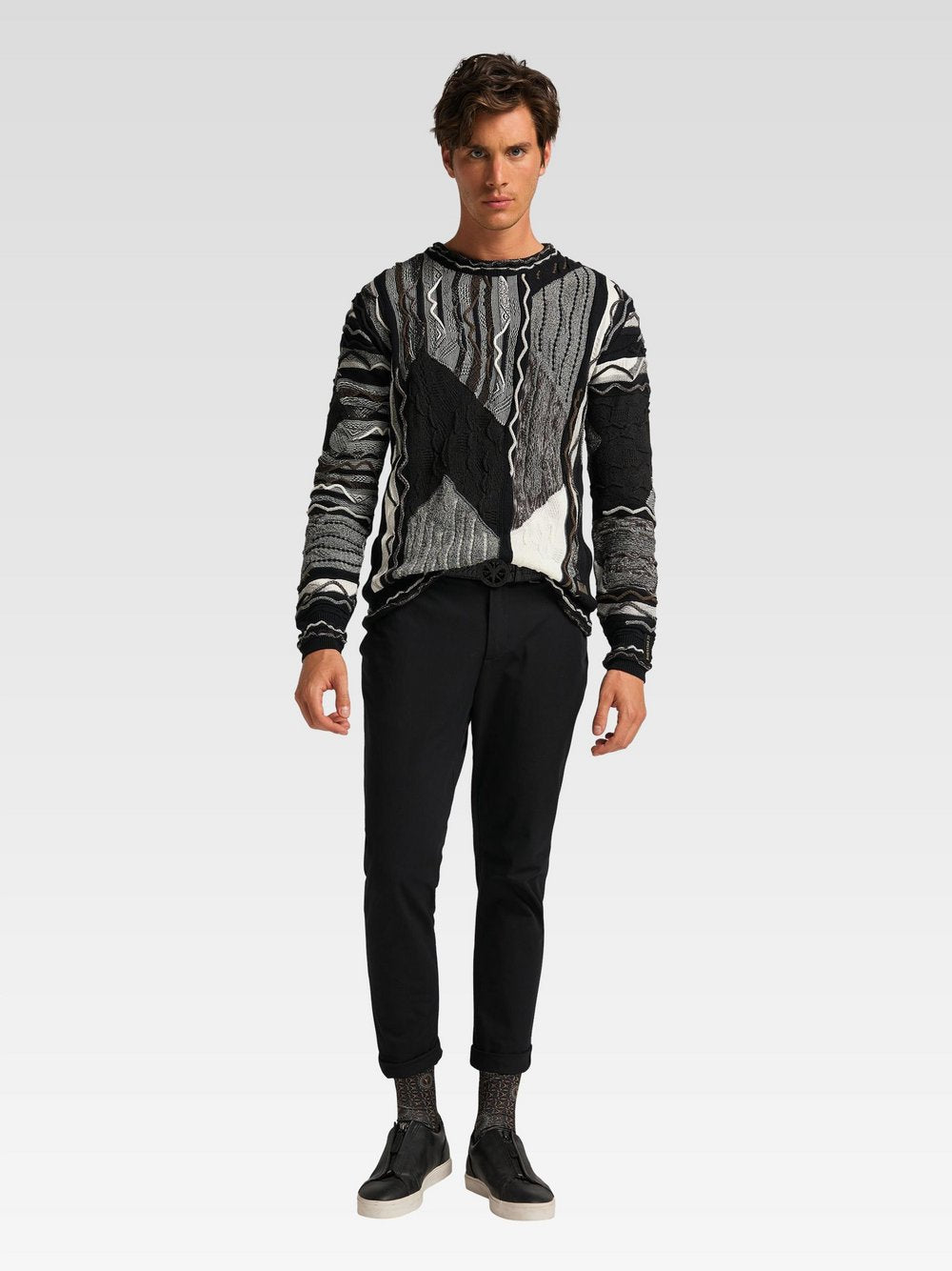 Carlo Colucci Jacquardpullover Damen Baumwolle gestreift