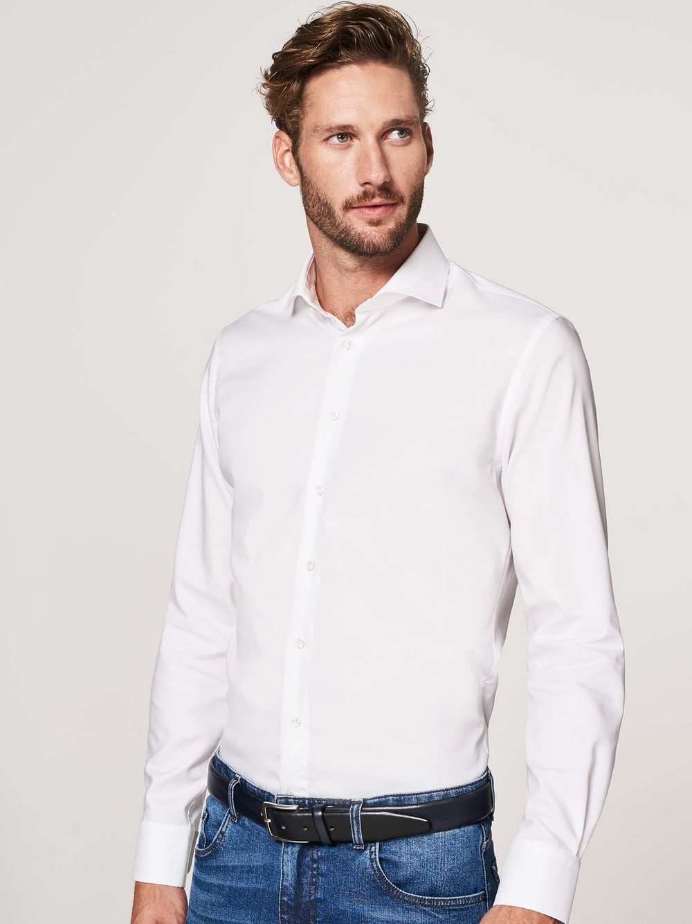 Profuomo Hemd Herren Slim Fit Baumwolle Haifisch