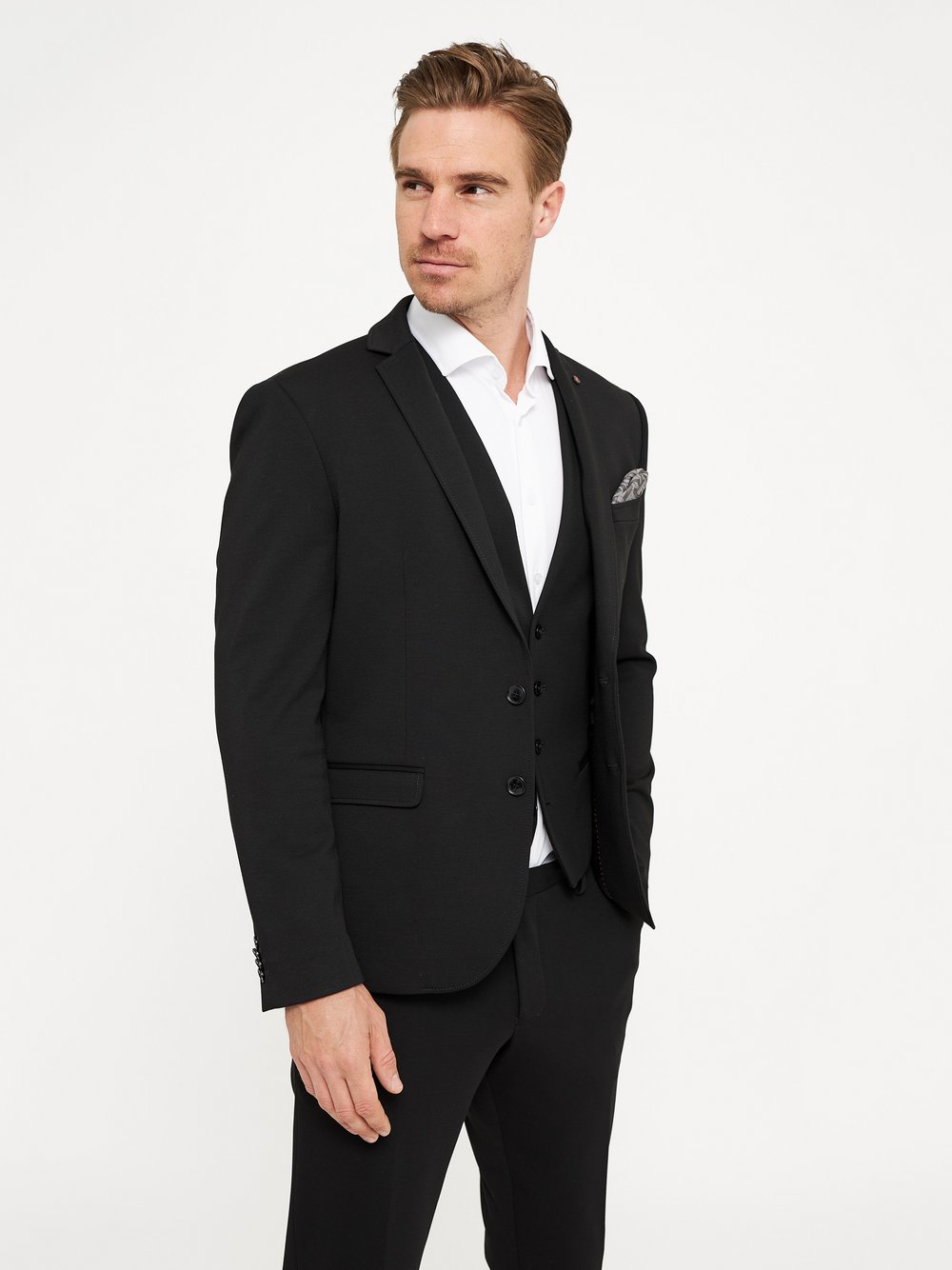 Zuitable Baukasten-Sakko Herren Slim Fit Jersey meliert