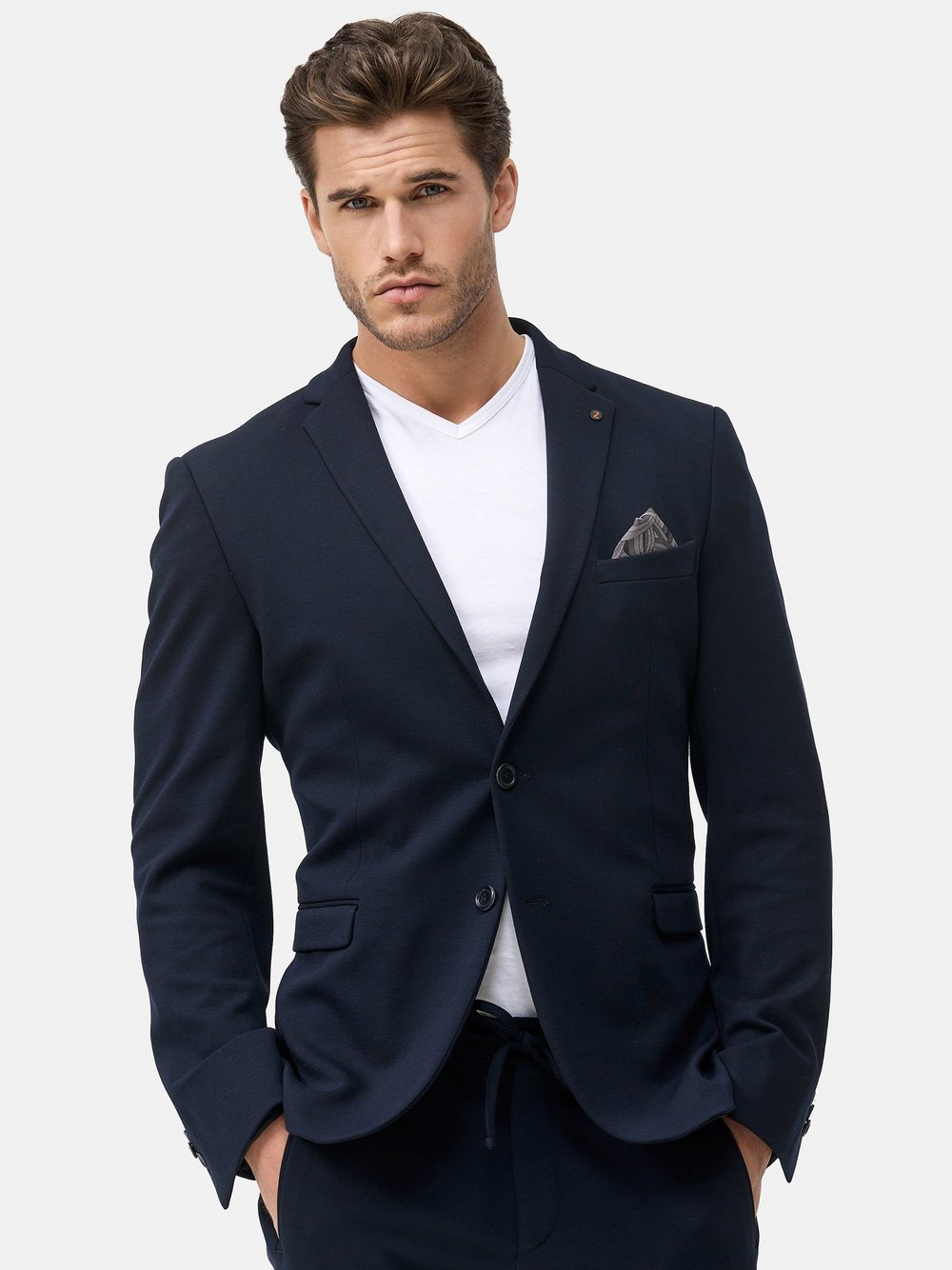 Zuitable Baukasten-Sakko Herren Slim Fit Jersey meliert