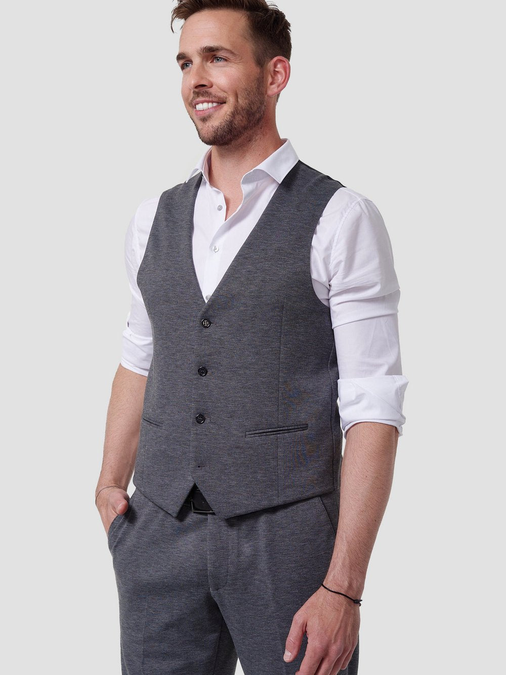 Zuitable Baukasten-Weste Herren Slim Fit Jersey meliert