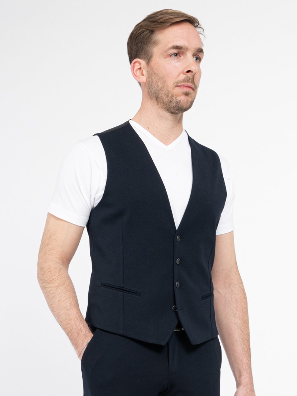 Zuitable Baukasten-Weste Herren Slim Fit Jersey meliert