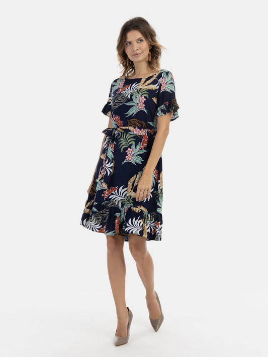 Usha Kleid Damen Viskose gemustert