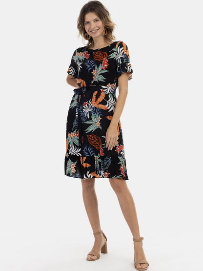 Usha Kleid Damen Viskose gemustert